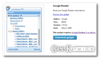 Google reader gadget per Google Desktop Google reader gadget per Google Desktop